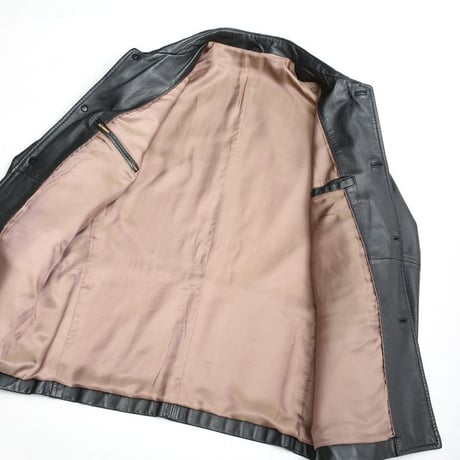 Black Lamb Leather Half Coat