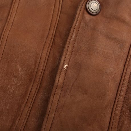 Layered Gimmick Brown Leather Jacket