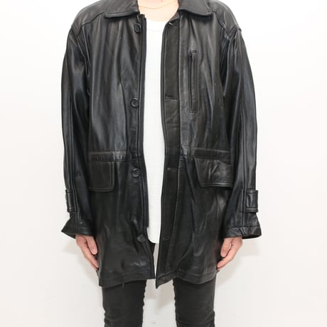 Black Lamb Leather Coat