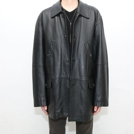 Black Lamb Leather Half Coat