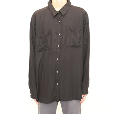 Rayon Plain Black L/S Shirt