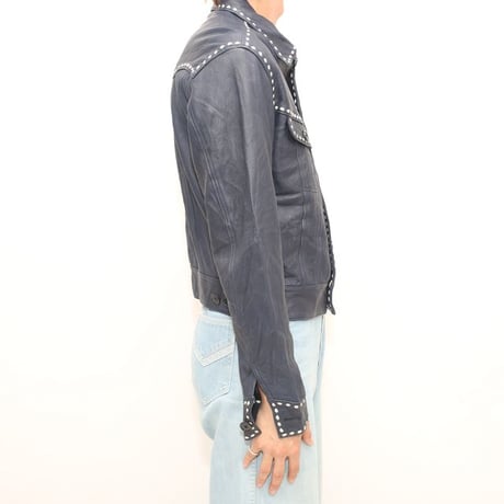 Stitch Design Leather Trucker Jacket