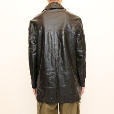Black Leather Half Coat 'Vera Pelle'
