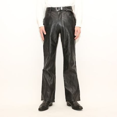 Black Leather Flared Pants