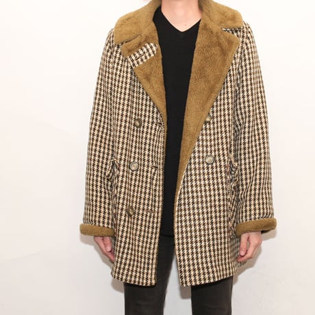 Vintage Houndstooth Check Coat
