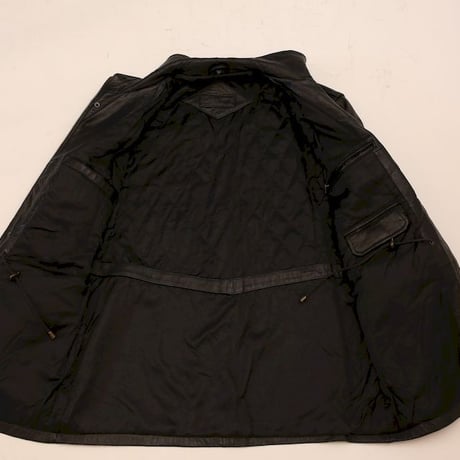 Bostonian Stand Collared Black Lamb Leather Coat