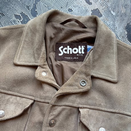 80-90s Schott Suede Trucker Jacket
