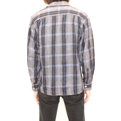 60's Open Collared Check Wool L/S Shirt