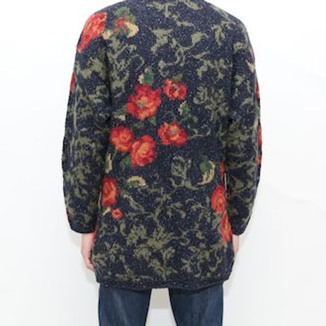 Flower Pattern Knit Cardigan