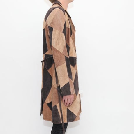 Patchwork Leather Coat
