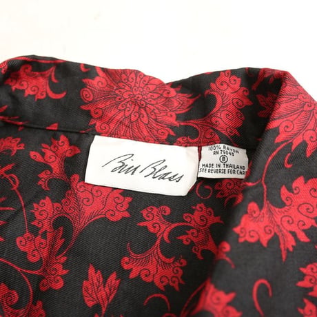Flower Pattern Open Collared Rayon Shirt