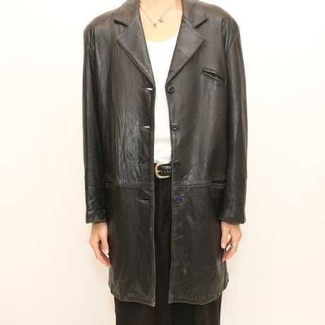 Saks Fifth Avenue Black Leather Coat