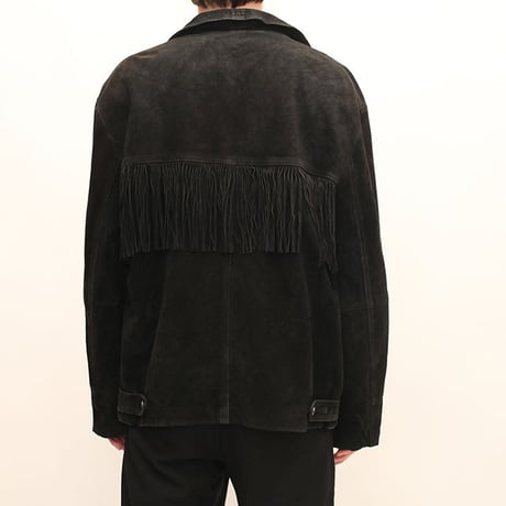 Black Suede Fringe Leather Jacket