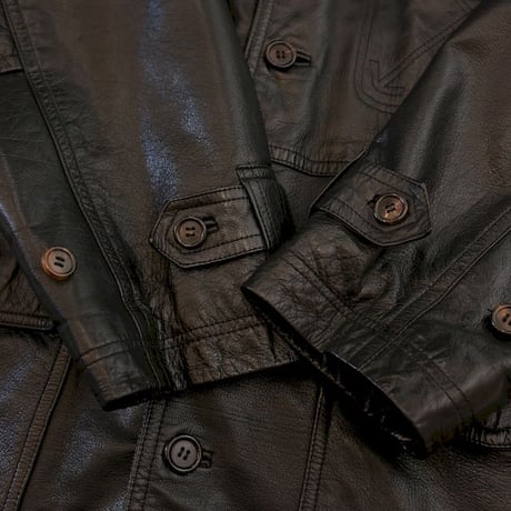 Domon Black Leather Coat