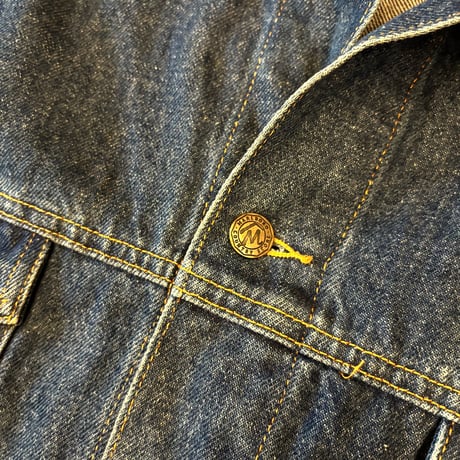 Marlboro Leather Collared Denim Jacket Loose Silhouette