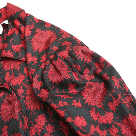 Flower Pattern Open Collared Rayon Shirt