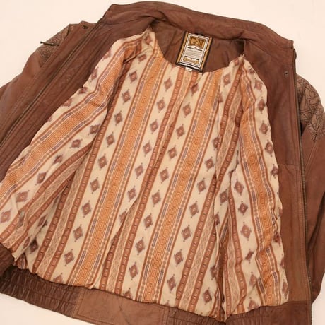 Patchwork Design Brown Leather Jacket