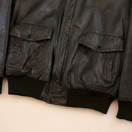 A-2 Type Black Leather Jacket Boa Lining