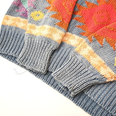 Native Pattern Ramie × Cotton Knit Sweater