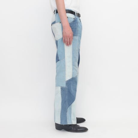 Patchwork Boots-Cut Denim Pants