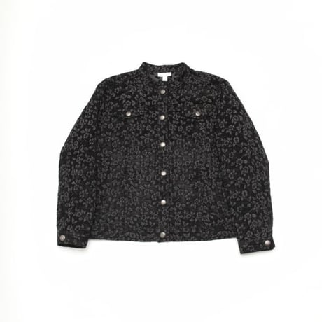 Flower Pattern Velour Trucker Jacket