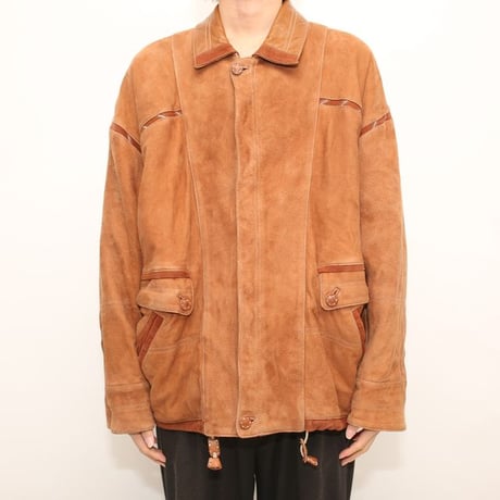 Suede Leather Design Jacket Made in SPAIN Loose Silhouette