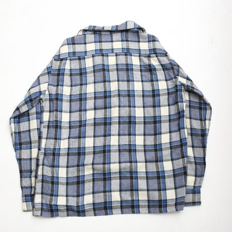 60's Open Collared Plaid  Wool L/S Shirt