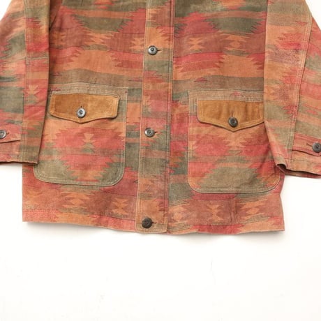 Native Pattern Suede Coat