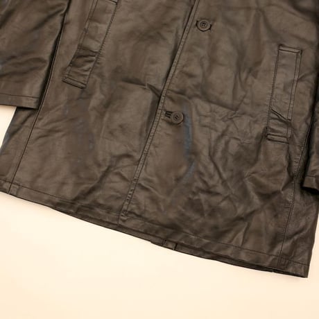 Black Leather Half Coat 'Vera Pelle'