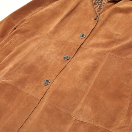 Reversible Leopard Suede Leather Coat