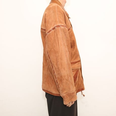 Suede Leather Design Jacket Made in SPAIN Loose Silhouette