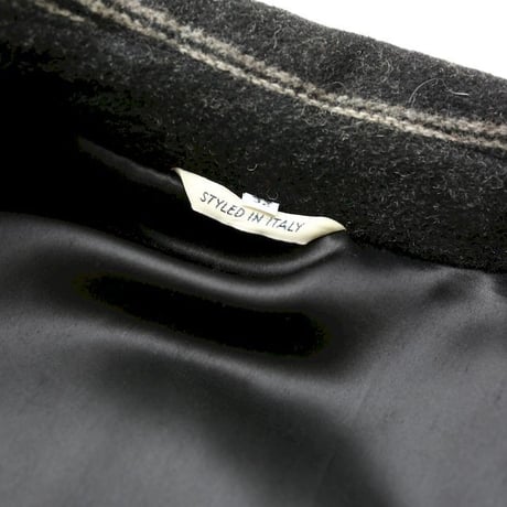 Border Pattern Wool Coat Made In Italy
