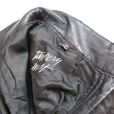 1tuck Black Leather Pants