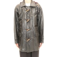 Black Leather Hooded Coat