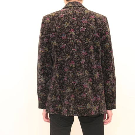Flower Pattern Velvet Tailored Jacket