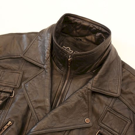 Layered Gimmick Black Leather Jacket