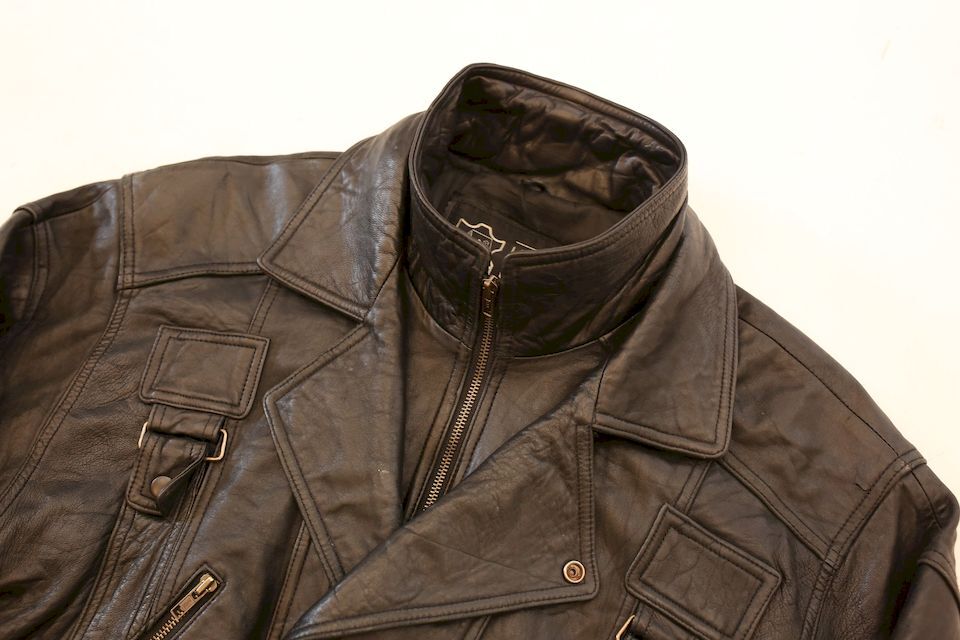 Layered Gimmick Black Leather Jacket | Strato