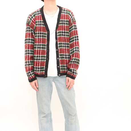 Mohair Check Knit Cardigan  