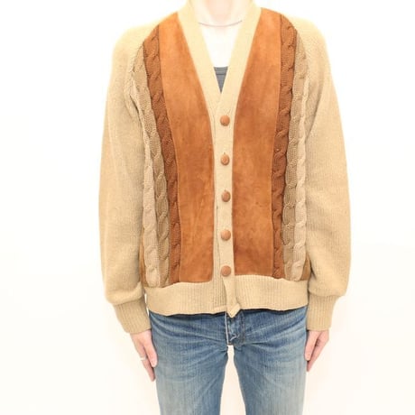 60's Brent Nubuck × Wool Knit Cardigan