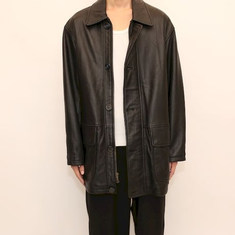 Hathaway Black Leather Coat