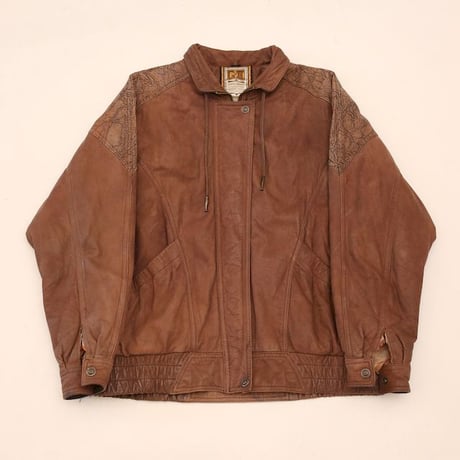 Patchwork Design Brown Leather Jacket