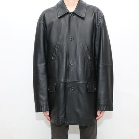 Black Lamb Leather Half Coat