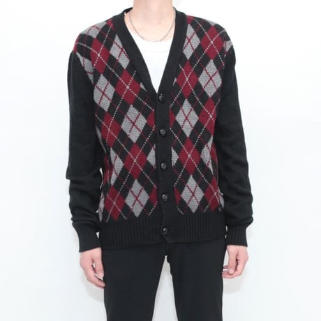 Argyle Pattern Knit Cardigan