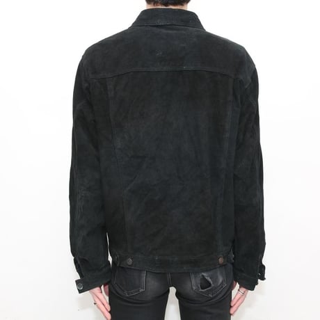 Vintage Trucker Type Black Suede Jacket