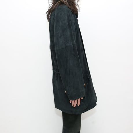 Black Nubuck Leather Coat