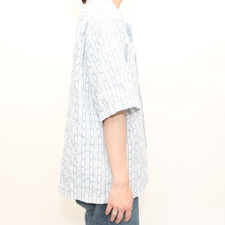 Star & Striped Pattern Open Collar S/S Shirt