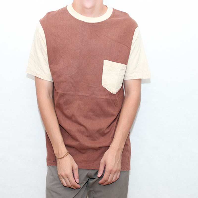 60s タウンクラフト 無地ポケtシャツ USA製 フェードブラウン L 60s TOWNCRAFT Pocket T-Shirt BROWN (M) DEAD-STOCK | Wonder