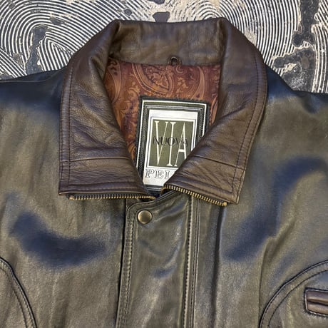 Via Nuova Pelle Stand Collared Leather Jacket