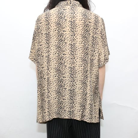 Leopard Pattern Open Collar Silk S/S Shirt