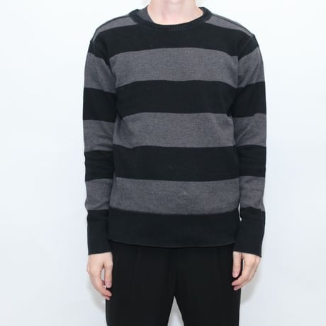 Cotton Border Kint Sweater